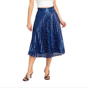 Lea & Viola Anthropologie Shimmery Midi Skirt Blue M